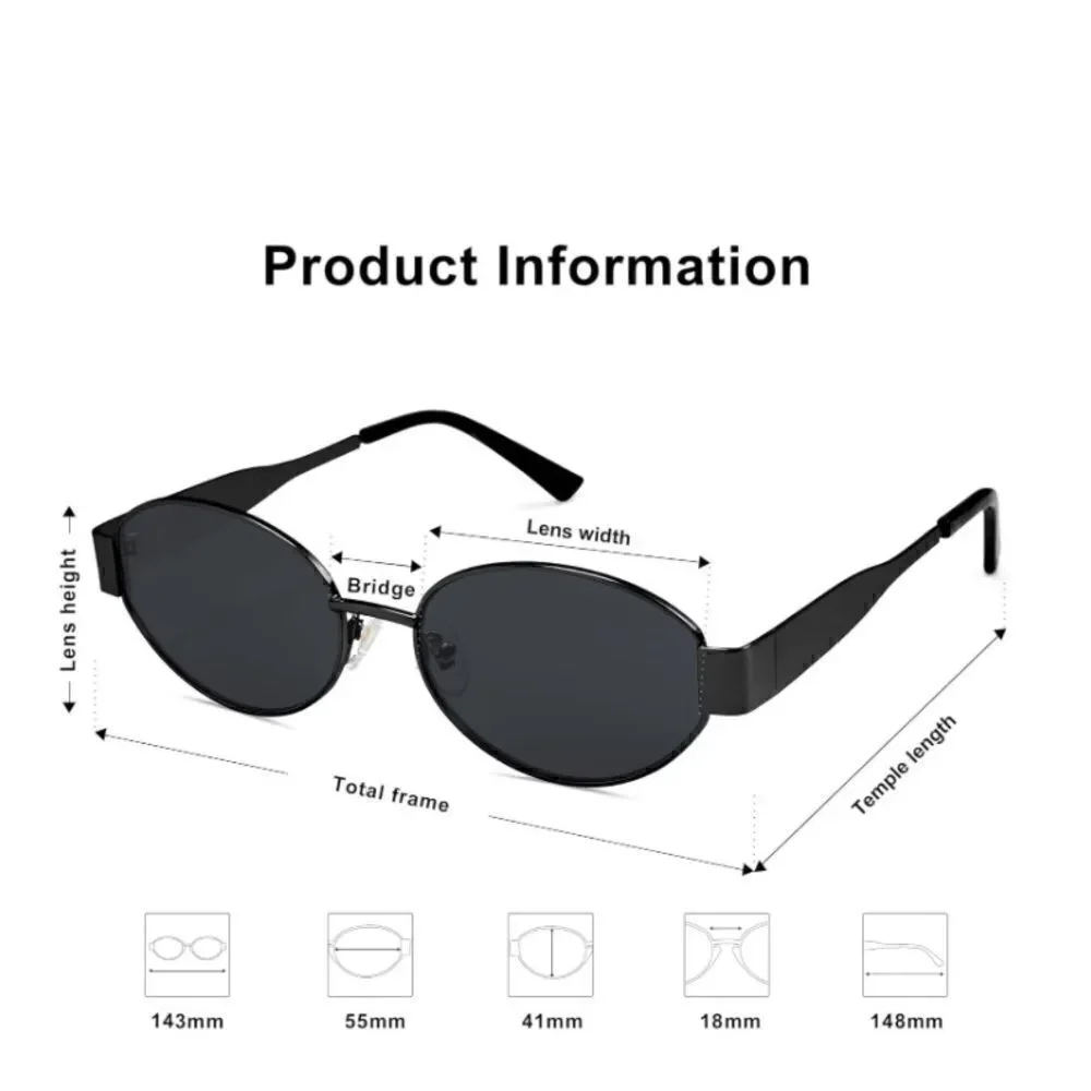Black Retro Oval Sunglasses